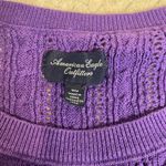 American Eagle Outfitters Y2K Style Purple Cable Knit 3/4 Sleeve Skinny Sweater Photo 6