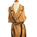 THREAD Sleeveless Shawl Collar Belted Trench Wrap Dress 2X Camel Brown New Photo 1