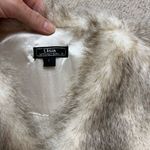 Lisa International Faux Fur Sweater Size Large Long Sleeve White Brown Photo 3