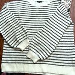 Staccato  Grey and White Striped Oversized sweater with ballooned sleeves Sz L Photo 0