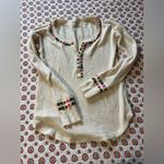 Free People EUC  Rainbow Thermal Henley Top Oversized Size Small Photo 3