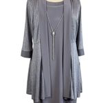 R & M Richards Two-Piece Shift Cocktail Dress and Jacket Size 14W Silver Metallic  Photo 0