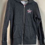J. America PBR Professional Bull Riders Womens Black Metallic Full Zip‎ Hooded Jacket Small Photo 0