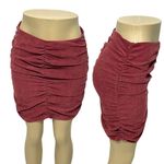ZARA Draped Corduroy Ruched Mini Skirt Dusty Burgundy Red Women’s Size Medium Photo 1