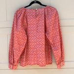 J. Crew Liberty Fabric Toutouayette Red Puff Sleeve Scoop Neck Shirt Medium Pink Photo 4