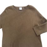 CAbi  Luna Pullover Brown Ribbed Sweater Sz. S 3/4 Sleeve Scoop Neck Cotton Blend Photo 2