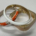 Vintage Enamel Bangles Bracelets Set of 3 Costume Jewelry Orange Photo 0