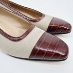 Salvatore Ferragamo  Tan‎ Beige & Brown Croc Cap Toe Flats 8.5 AAAA (Narrow) Photo 3