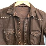 ZARA Womens TRF by Brown Snap Down Studded Denim Top Shacket Jacket - Sz M Photo 3