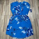 Apt. 9  Vibrant Blue Short Sleeve Floral Dress with Tie Waist, Size Large NWT Photo 0