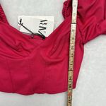 ZARA NEW- hot pink long sleeve corset crop top size medium Photo 3