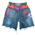 VTG 80 90s Major Damage Patchwork Denim Shorts Sz 22 Rare Y2K Hip Hop Streetwear Blue Photo 1