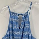 Loft Ann Taylor Blue Floral Cotton Elastic Waist Embroidered Halter Romper Large Photo 6