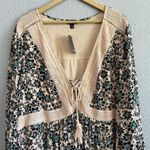 Torrid  Floral Boho Gauze Dress Size 4(4X/26) NWT Lace Up Photo 4