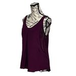 Silence + Noise  Purple Silk Semi Sheer Blouse Women’s M Coastal Preppy Minimal Photo 2