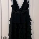 BCBGMAXAZRIA Black Silk Chiffon Ruffle Satin Empire Waist Cocktail LBD Dress Photo 1