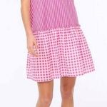 J.Crew NWT Bright Pink Gingham and Stripes Cover Up Summer Dress - Size Small Photo 0