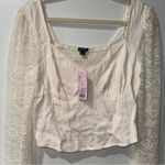 Wild Fable Ivory Lace Bustier Top Long Sleeve Smocked Back, Size M Coquette Photo 4