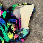 Vintage 80s Mainstream neon floral leaf one piece swimsuit Black Size M Photo 7