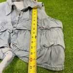 Vintage Hyper Women’s M Ruffle Denim Cropped Top‎ Button Up Western Boho Blue Size M Photo 7