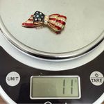 Vintage CAROLEE Stars & Stripes Bow Enameled Pave Rhinestones Patriotic Flag Pin Blue Photo 9