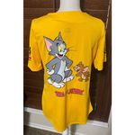 Retro Tom & Jerry Cartoon Baseball Jersey Shirt Bright Yellow Orange AOP sz L Size L Photo 3