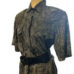 VIRGO II Vintage 80s Women's 12 Black‎ & White House Belted Shirt Dress Collared Black Photo 1