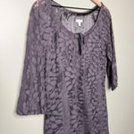 Garnet Hill Boheme Easy Lace Above Knee Leaf Dress Castlerock Grey Size 12 Photo 5