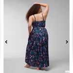 Soma Women’s Crinkle Satin Maxi Dress Size M Built in Bra pink teal bold NWOT Photo 3