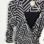 Anthropologie  Vanessa Virginia Lena Wrap Dress Black White Stretch Rayon Small Photo 9