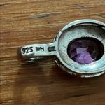Source Unknown Sterling Silver Amethyst Tear Drop Pendant Marked 925 WM CZ Photo 2