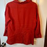 Edward Red 100% Linen Button Up Shirt Sz L 3/4 Sleeve Back Slit Jacket Blouse Size L Photo 1
