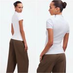 Madewell Top Short-Sleeve Mockneck Tee Cotton Blend Eyelet White XS NWT New Photo 1