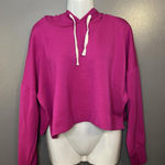 Happily Grey Hoodie Womens Large Pink Cropped Modal Blend Pullover Sweatshirt Photo 0