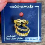 Belk NWT Gold Over Fine Silver Plated Crystal Halo and Band 3 Piece Ring Set Photo 0