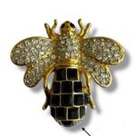 Vintage Rhinestone & cut crystal bumblebee brooch pin Gold Photo 4