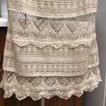 Crocheted Cotton Blend Beige Mini Dress M White Size M Photo 2