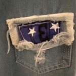 Denim Anime Embroidered Hoodie Jean Jacket Women's Size Small​ Blue Photo 2