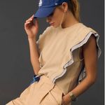 Anthropologie  Sleeveless Menswear Popover Top Ruffle Size Small Photo 1