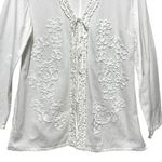 Soft Surroundings Cardigan Top MP Floral Embroidered Button Tie Front Cottage Photo 6