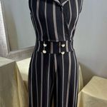 Almost Famous Black and White Pinstripe Jumpsuit Photo 4