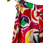 Vintage 80s Colorful Artsy Abstract Printed Midi Skirt Flare Psychedelic Small Pink Photo 3