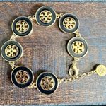 Tory Burch New Black Enamel Circle Logo Bracelet with Tag Photo 2