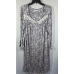 Eileen West Gray/White Floral Modal Long Sleeves Waltz Nightgown Size large NWOT White Photo 5