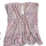 Victoria's Secret Paisly V Neck Open Back Pink White Tassel Cover Up Romper XS Photo 0