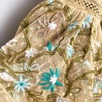 Free People New  Embroidered Floral Wide Bubble Sleeve Bohemian Top Photo 11