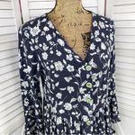 Globe Trotter Floral Shift Maxi Dress Blue White Small Boho Cottage Western Photo 4