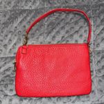 Fossil  red cowhide leather wristlet zip around wallet 4 credit card spots pouch Photo 3