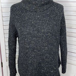 Free People Dylan Tweedy Cowl Neck Wool Blend Sweater Black XS Boho Grunge Photo 0