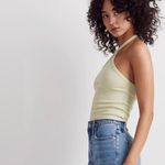 Madewell NWT! Supima® Rib Halter Tank Top Lt Green Sz M - Damaged with Patches Photo 2